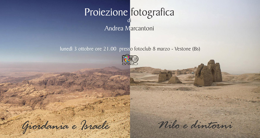 Proiezione fotografica di Andrea Marcantoni lunedì  03 Ottobre 2016