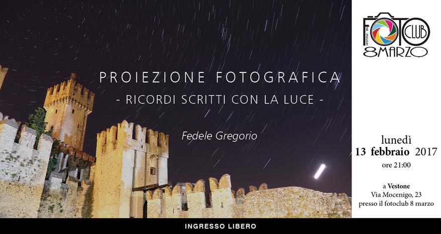 Proiezione Fotografica di Gregorio Fedele Lunedì 13 Febbraio 2017